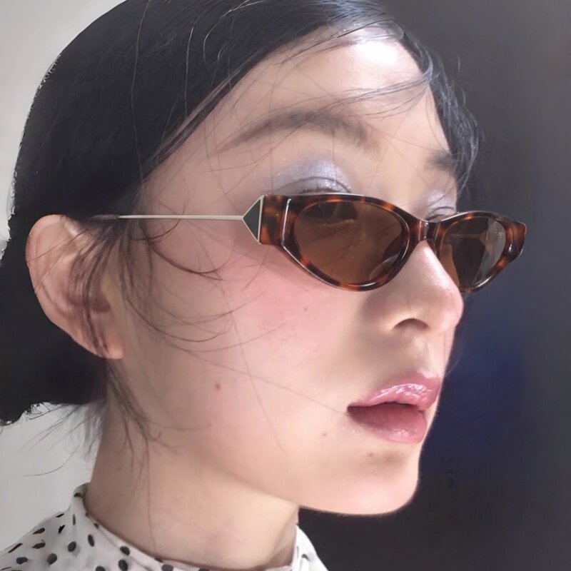 墨镜女款倒三角复古猫眼豹纹联名太阳镜防紫外线街拍方圆脸显瘦潮