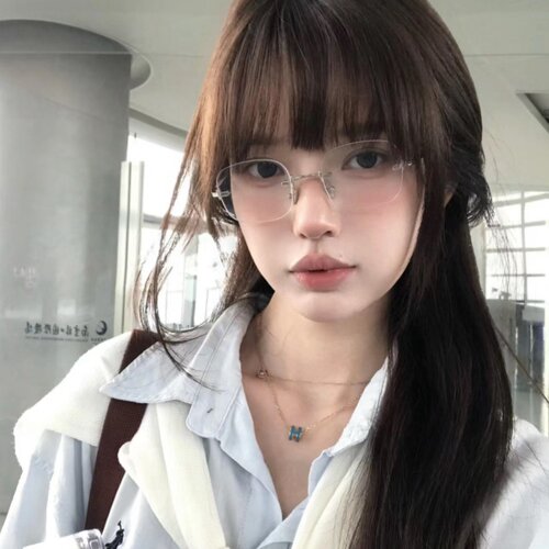 复古韩版无边框小方框清冷高智感素颜眼镜防蓝光度数近视眼镜圆脸