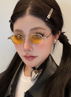 gm墨镜椭圆小框小脸黄色个性街拍