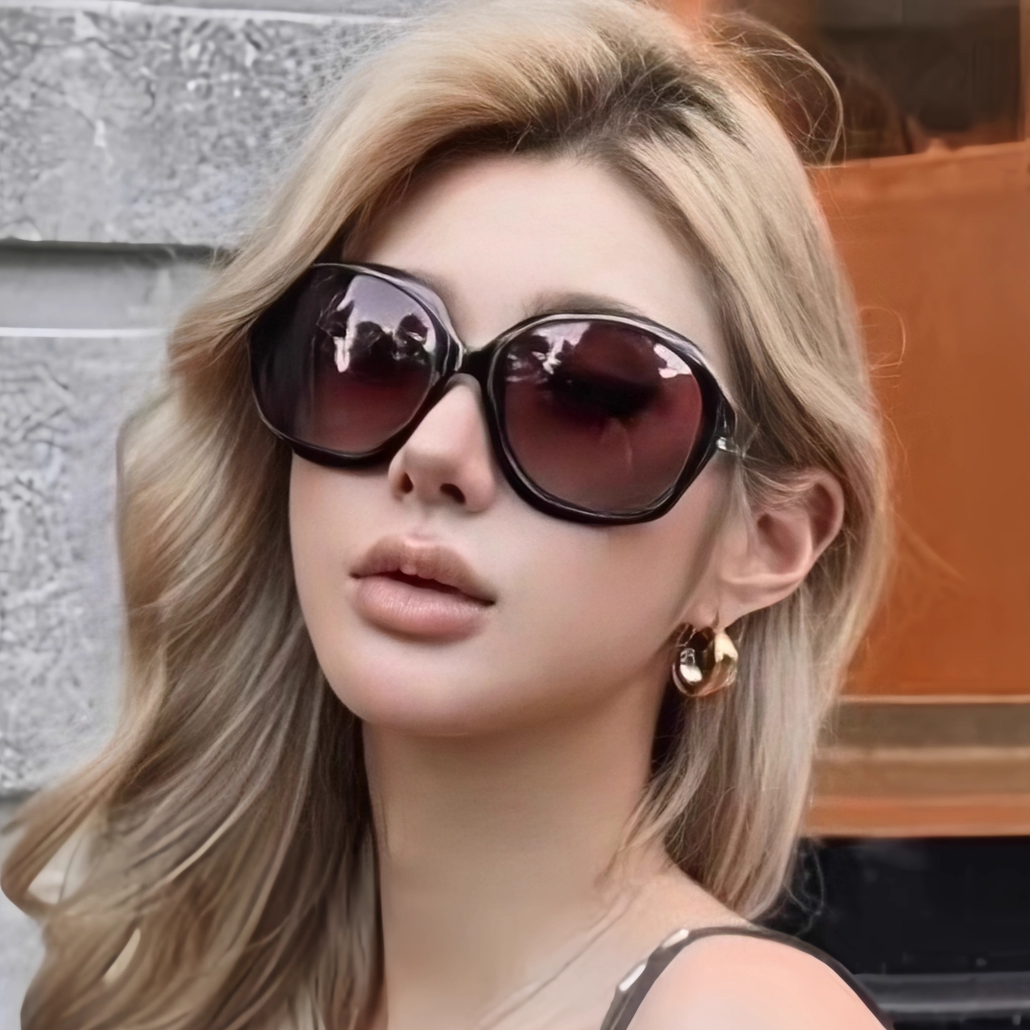 超大框蛤蟆镜复古辣妹风太阳眼镜偏光防紫外线凹造型大脸显瘦墨镜