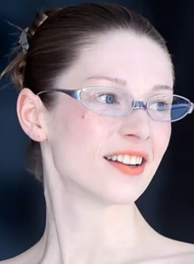 欧美金属紫色椭圆形gm眼镜猫眼个性未来科技感凹造型平光镜女款潮