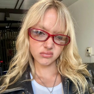 欧美风安克拉红色椭圆猫眼女潮眼镜辣妹办公室海妖风配度数平光镜