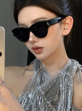 复古大框黑色猫眼网红同款墨镜女