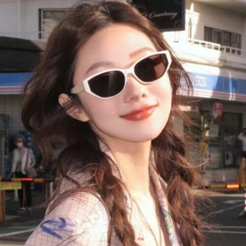 韩系复古猫眼白色偏光太阳眼镜女