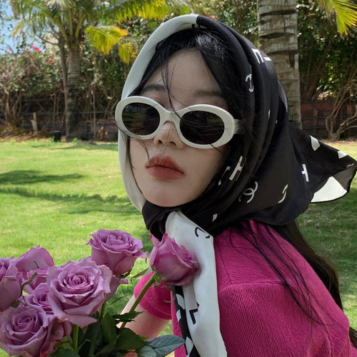 椭圆白框墨镜高级感ins太阳镜女