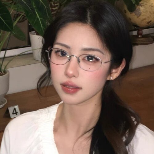 韩版复古椭圆金属银色高智感眼镜