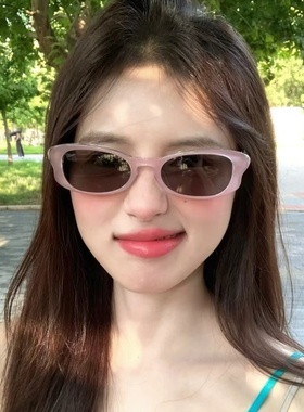 韩版果冻粉色蝶形猫眼高级感墨镜