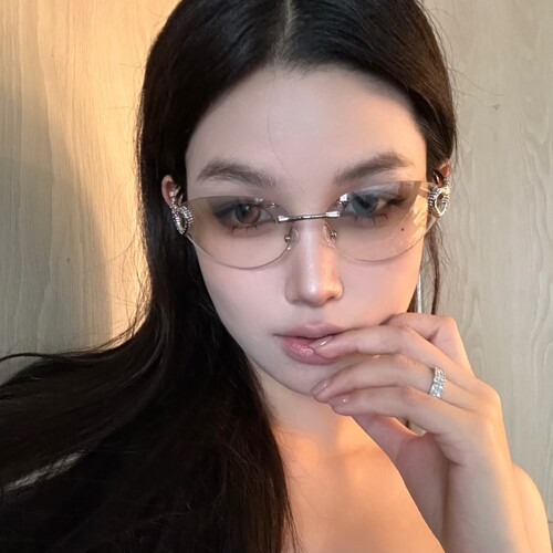 个性无框水银椭圆猫眼太阳眼镜女