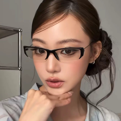 韩版半框猫眼防蓝光近视眼镜女