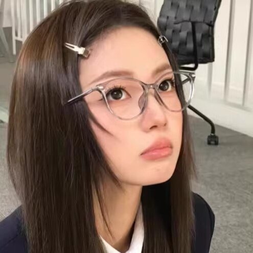 韩版复古猫眼灰色甜妹素颜眼镜