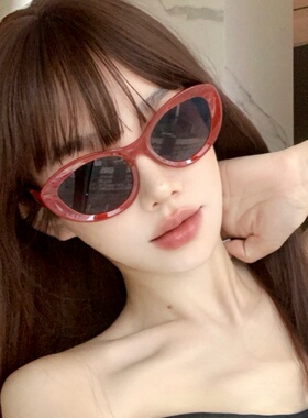 韩版复古猫眼红色甜妹墨镜女款