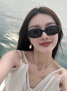 复古椭圆猫眼黑色gm太阳眼镜海边