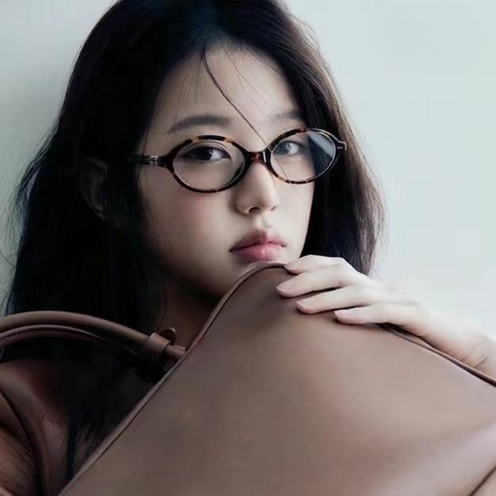 张元英同款书呆子眼镜玳瑁豹纹女