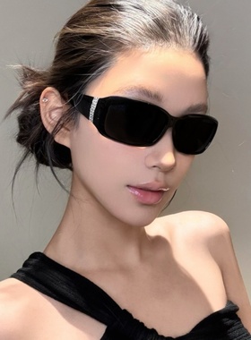 发箍墨镜女潮镶钻高级感Y2K欧美辣妹方圆脸显瘦骑行风镜太阳眼镜