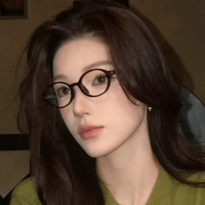 韩版复古椭圆形书呆子豹纹眼镜