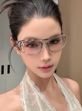 欧美个性金属镂空水银色墨镜Y2K