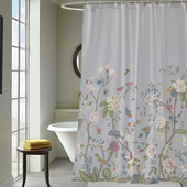 花朵田园美式 加厚速干防水浴帘涤纶隔断挂帘厕所遮光窗帘定制 法式
