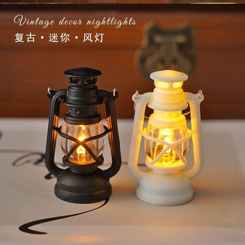 圣诞节氛围灯桌面小夜灯高颜值可爱手提灯节日创意复古迷你小风灯