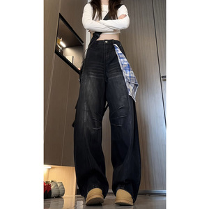 秋季小众香蕉裤竹节纹牛仔裤女潮流宽松阔腿弯刀裤 KZ039 特P55图片