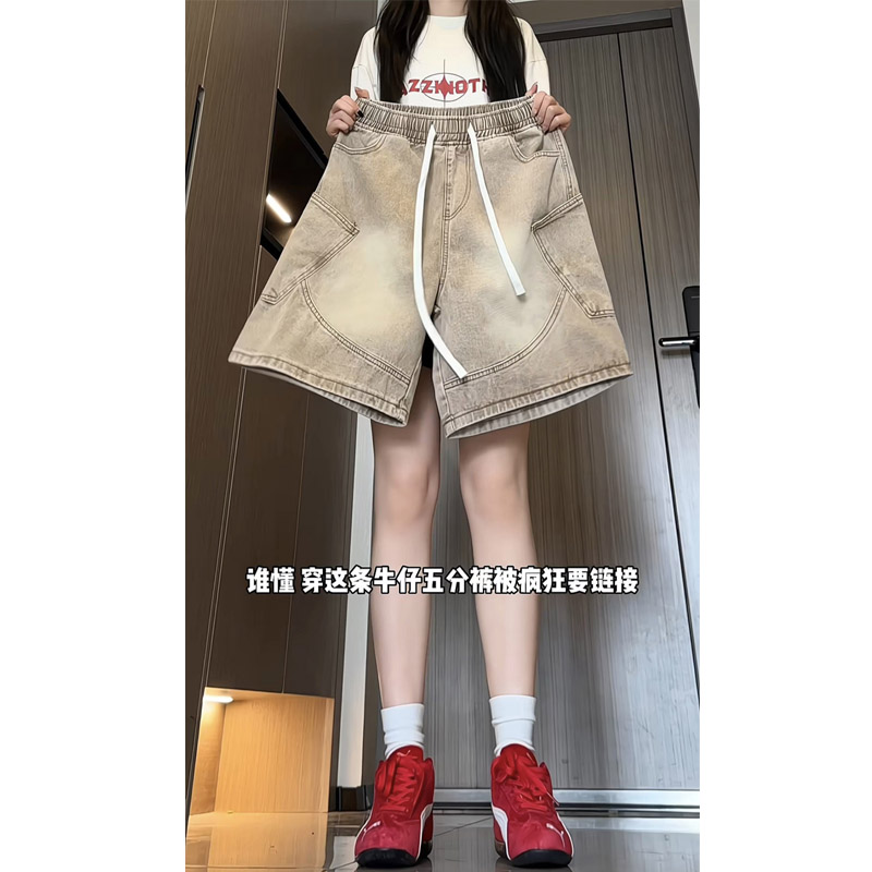 夏季新款美式高街多口袋牛仔短裤女生潮流宽松直筒五分裤2533,男装牛仔裤,电商B203