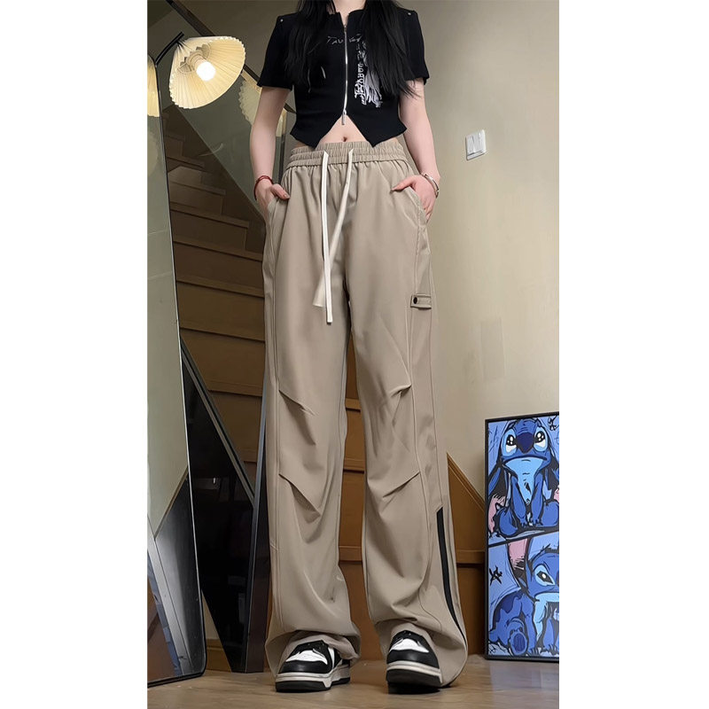 春夏季新款美式高街褶皱休闲裤女潮流宽松直筒伞兵裤 K2810 特P42图片