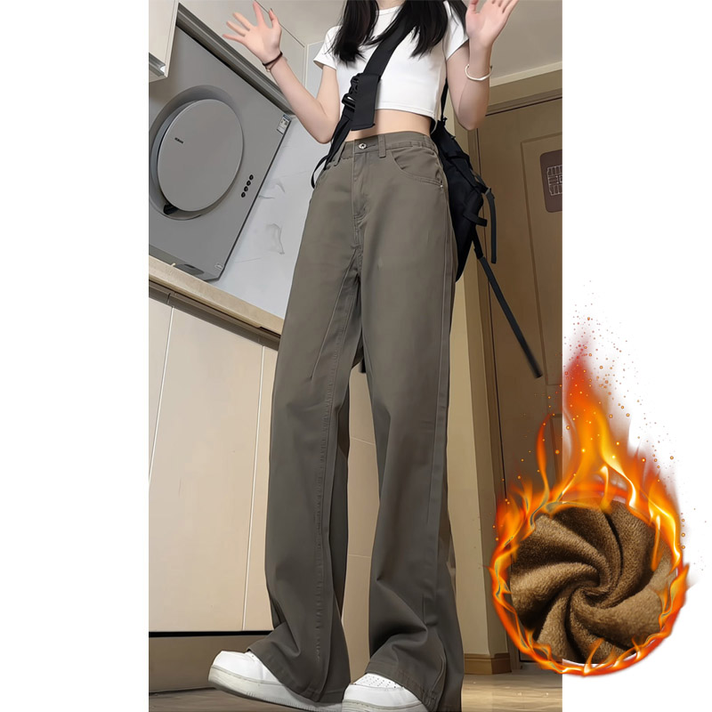 冬季新款美式高街加绒加厚休闲裤女生潮流宽松直筒长裤KZ88P52，男装卫衣，电商B203