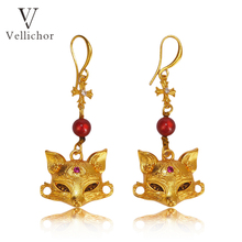 原创设计狐狸面具耳环女轻奢精致高级感垂坠耳饰