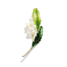 三八节礼物高档天然珍珠茉莉花胸针韩国珠光树叶装饰毛衣西装别针