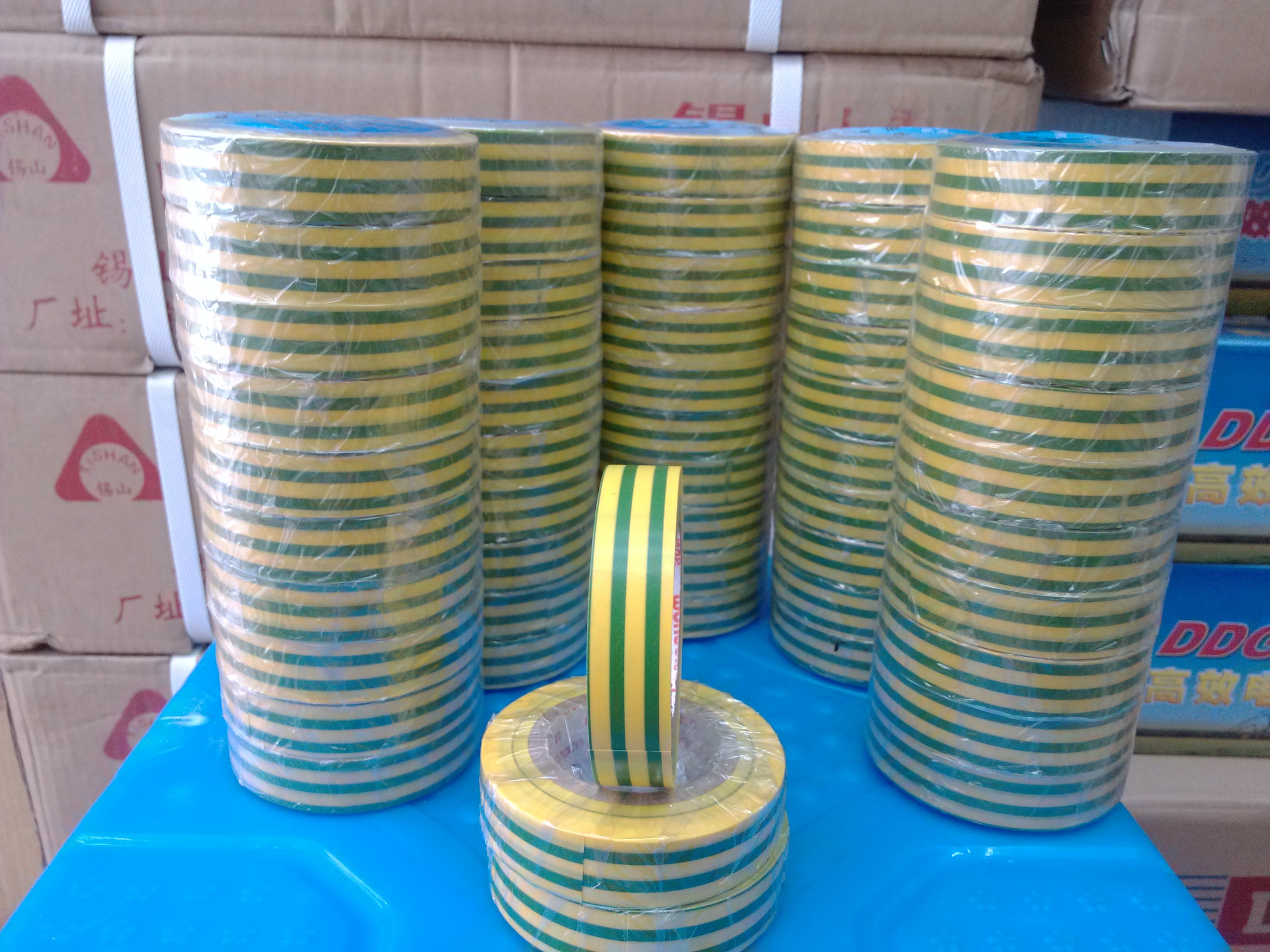 天湖 防水15米PVC黄绿双色胶带 电气胶带 电工绝缘地线标识胶布/