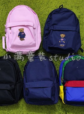 2026出口经典小熊刺绣双肩包日常笔记本旅行牛津帆布书包背包男女