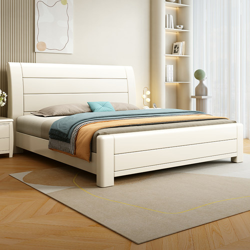 易泉现代简约胡桃木储物床双人床