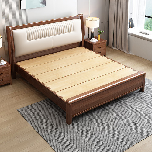 胡桃木全实木床1.8米燕尾榫满铺单双人床中式主卧室1.5m软包大床