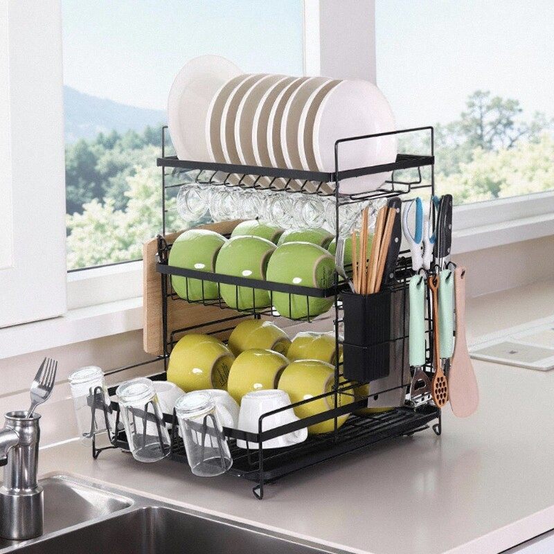 厨房碗碟架厨具整理两层收纳架多功能置物碗架三层叠装沥水