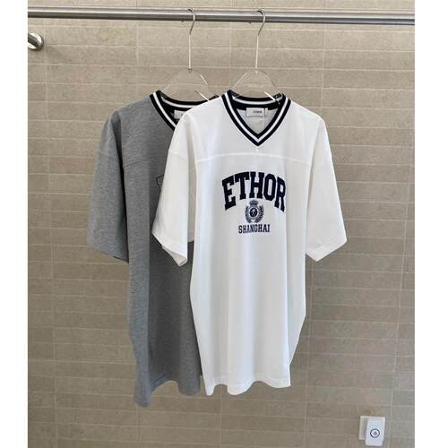 ETHOR V领印花短袖T恤ERSS26-391T/392T——1480
