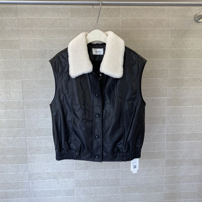 manzanilla 翻领拼毛皮马甲25年秋冬FP25AW010625——3590