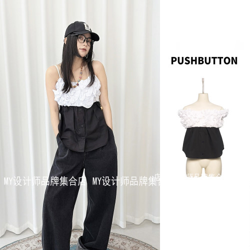pushBUTTON简约一字领吊带背心女PB2630213W——2690