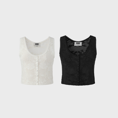 EENK 蕾丝开襟背心EEA-10250-KVOI-BK/IV——2350
