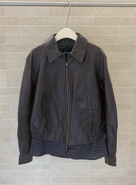 以十七 格纹内衬皮衣25年秋Y550630——4790