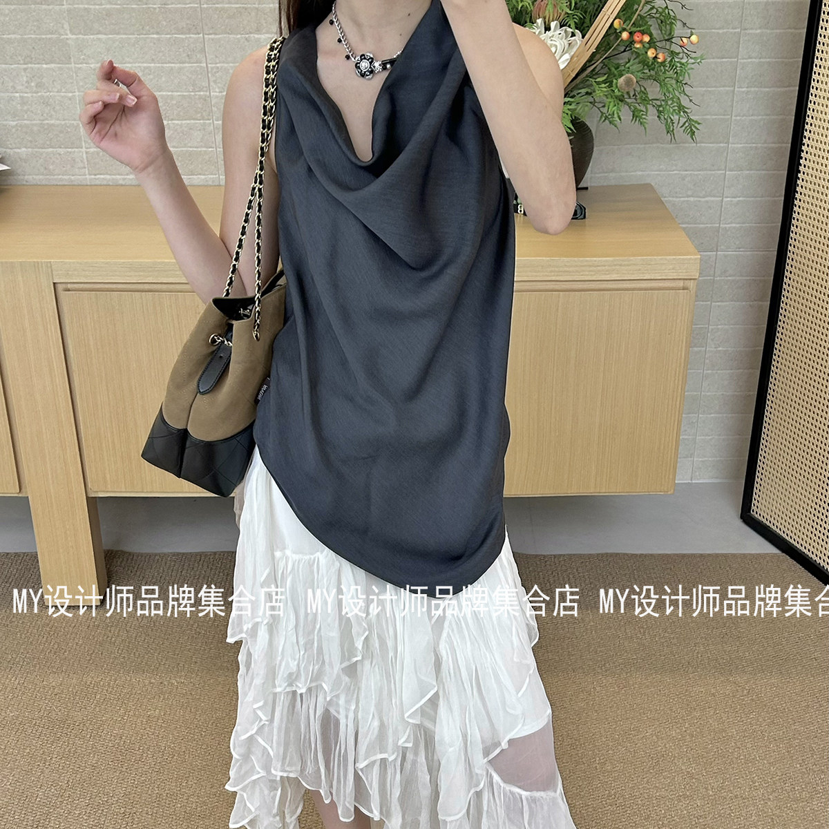 AVVENN 复古短袖衬衫上衣AK30801550——1090图片