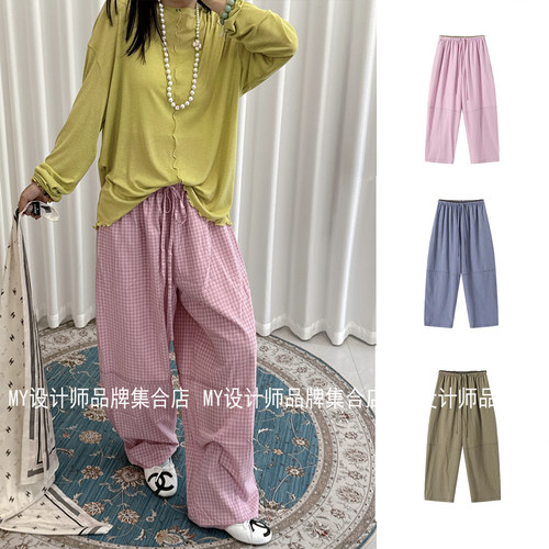 REREK 休闲松紧腰格纹长裤R26A05230115——799