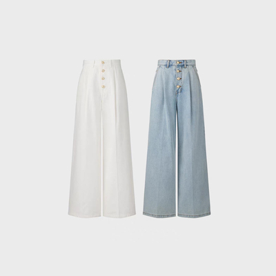 EENK 高腰系扣牛仔裤26年春夏ELD-1Q151-DP03-LB/WT——2830