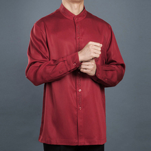 民族服装 红色唐装 衬衫 百福龙中式 立领衬衣高档男士 中国风唐装