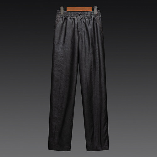 百福龙香云纱松紧腰休闲裤