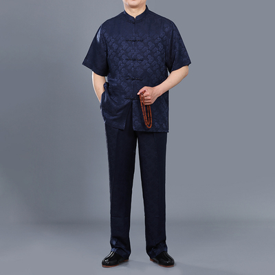 百福龙桑蚕丝男士唐装夏装