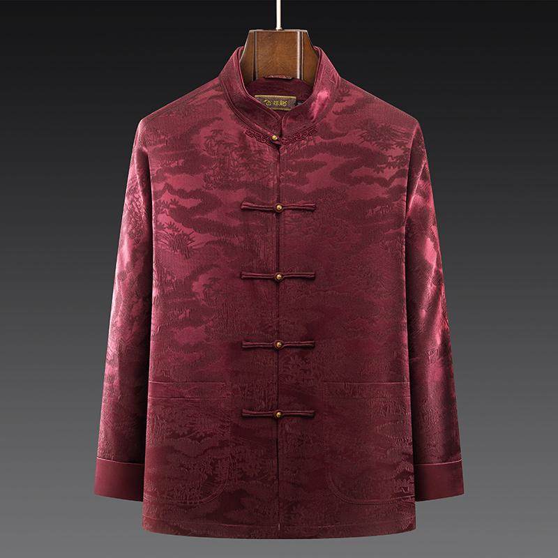 高档桑蚕丝中年连袖唐装春秋外套中国风中式宴会喜爸爸唐装外套,男装,唐装,淘宝优惠券,粉丝福利购,淘宝优惠卷