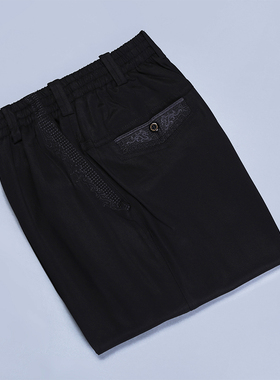 天丝中式唐装休闲裤 中高腰松紧腰两用宽松版休闲长裤 18138