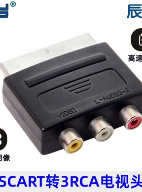 欧洲SCART转接头 SCART转3RCA转换器 21P转接头 SCART转AV扫把头