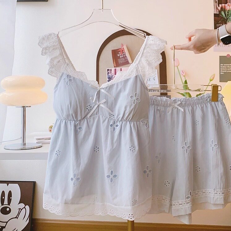 夏季新款带胸垫全棉可外穿睡衣女