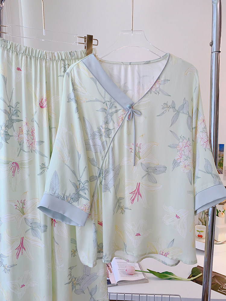 女贡缎新中式宽松柔软家居服套装