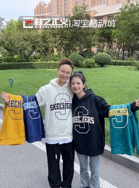 Skechers斯凯奇美式复古运动卫衣潮流情侣连帽卫衣套头衫L321U168